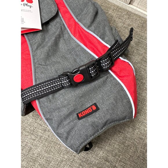 KONG Dog High-Visibility Reflective Jacket XS 12-14" Gray & Red Water Resistant - Picture 7 of 9